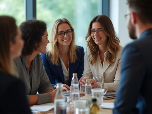 Diverse team at ViaTec Schweiz AG collaborating in a modern office setting in Zurich