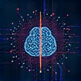Artificial Intelligence icon with neural network graphic